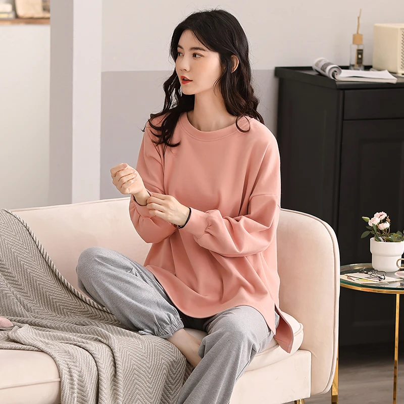 Spring Summer Pijiama 2 Pieces Sets Sexy Sleepwear Long Pijama Mujer Cute Pyjama Pour Femme Cotton Pajama Set Colorful Loungwear