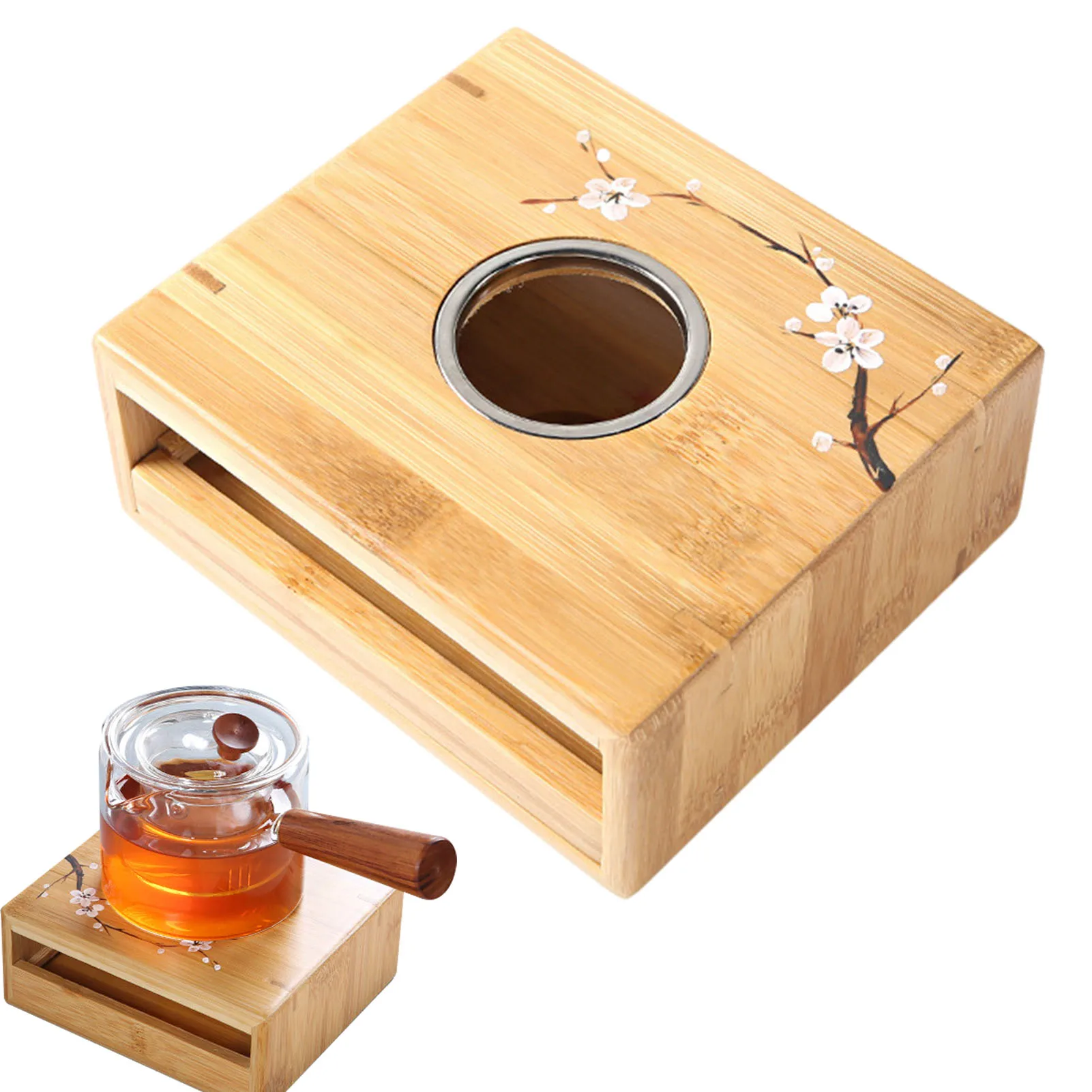 

Bamboo Tea Warmer Ventilation Design Tea Pot Stove Insulation Base For Tea Enthusiasts At Home For The Office