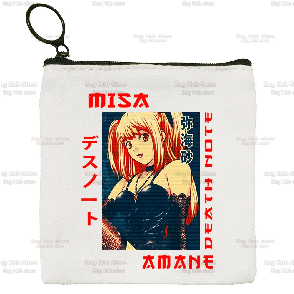 Death Note MisaMisa Yagami Mikami Teru Anime Canvas Coin Purse Canvas Bag Small Square Bag Key Bag Card Bag Cartoon Coin Bag