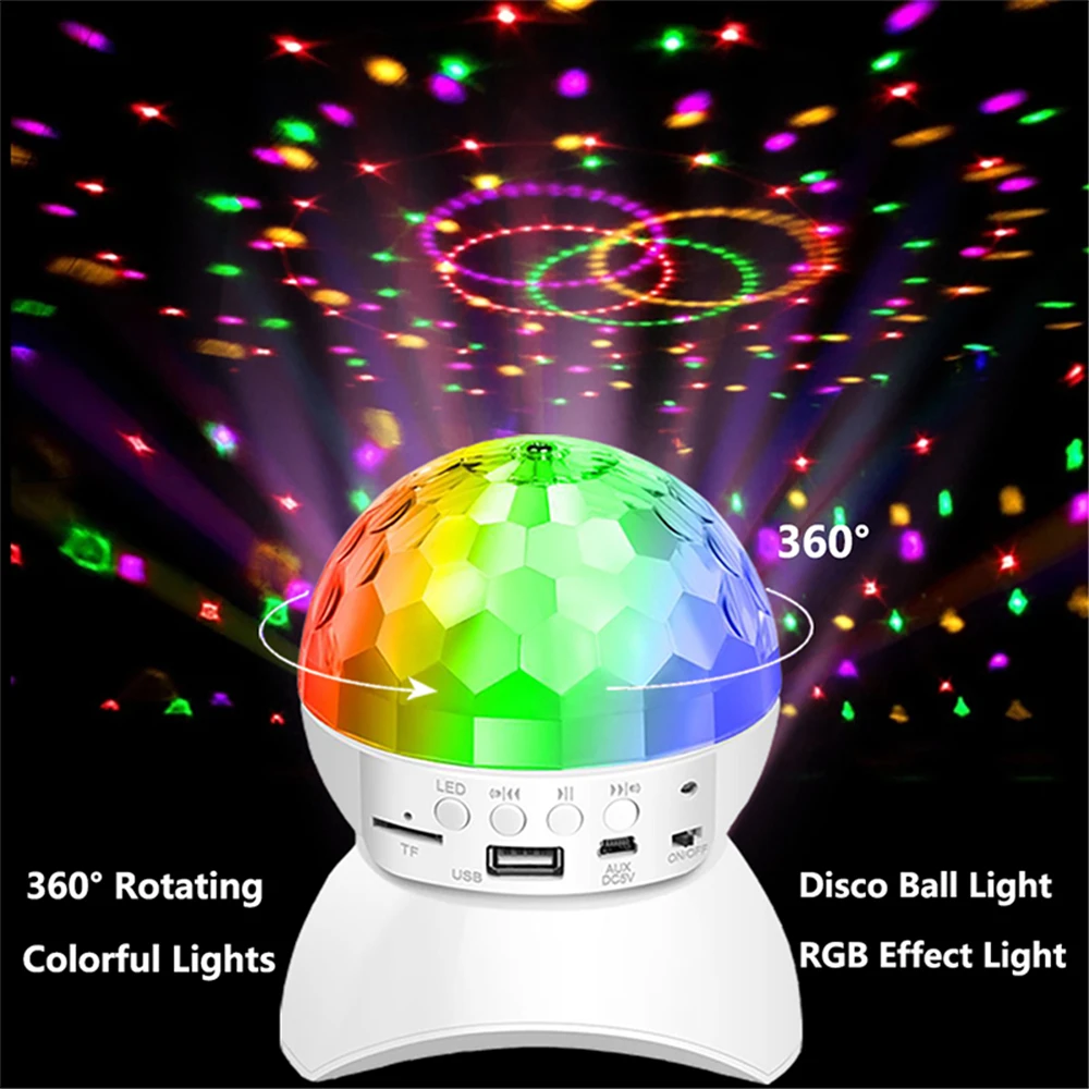 RGB LED Lamp Wireless Bluetooth Speaker Disco Stage Night Light Ball DJ Party 3W Stage Lamp for Birthday Party Club Lighting