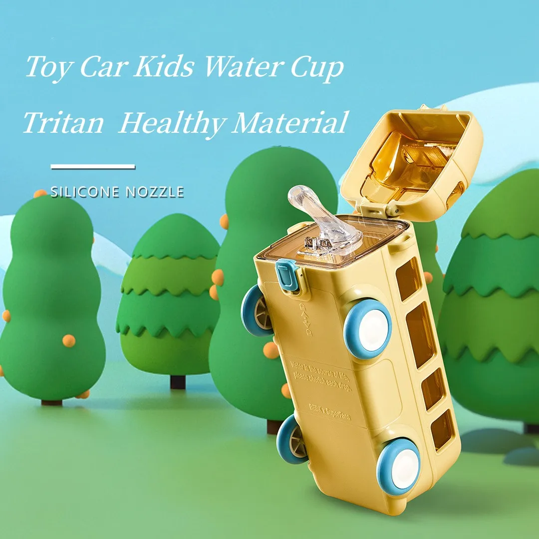 

New Tritan Kids Water Bottle with Straw 500ml Creative Toy Car Water Cup BPA Free Large Capacity Kettle Portable Drink Cups