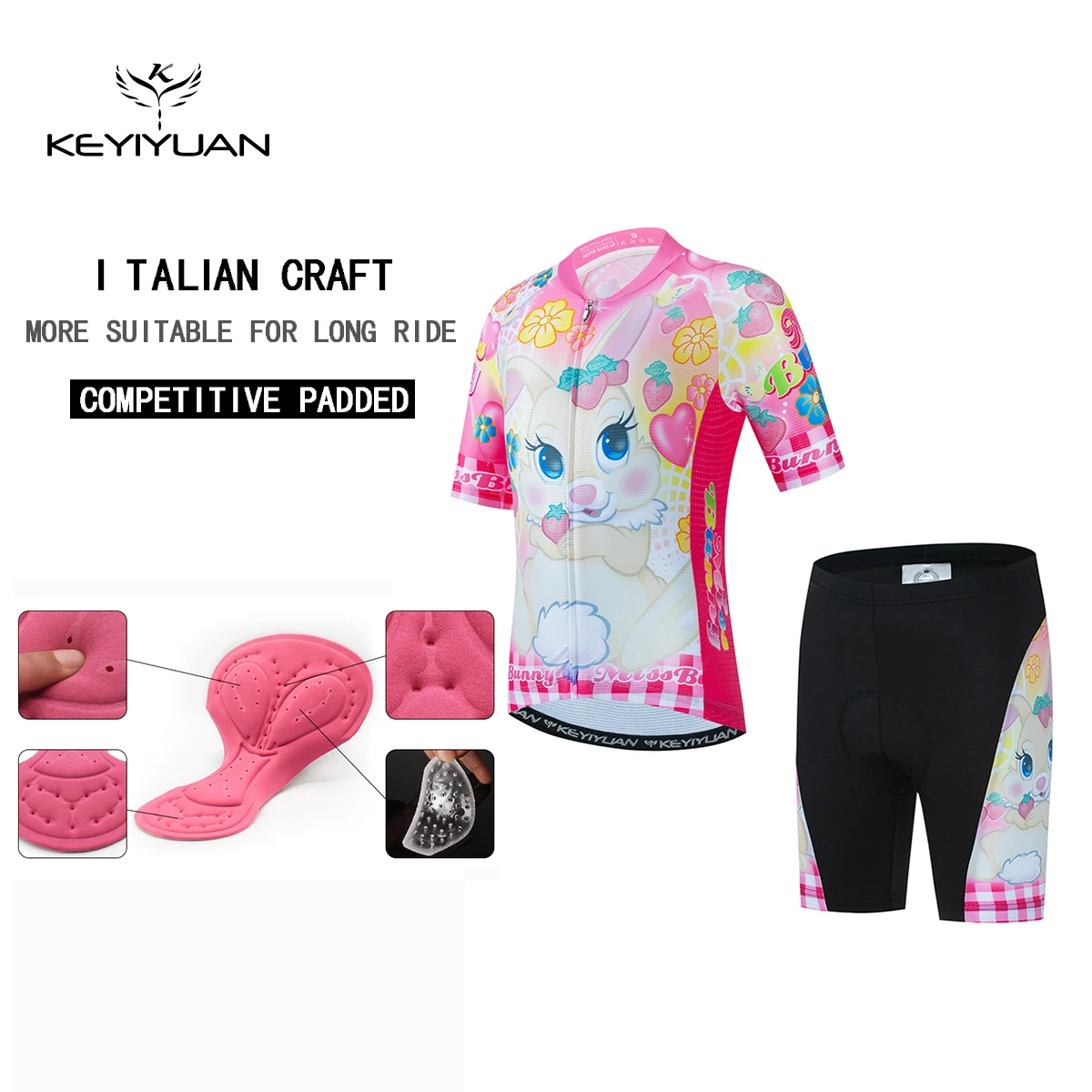 

2022 KEYIYUAN MTB Jersey Summer Kids Short Sleeve Cycling Clothing Set Shorts Children Bike Shirt Sponge Gel Pant Pad