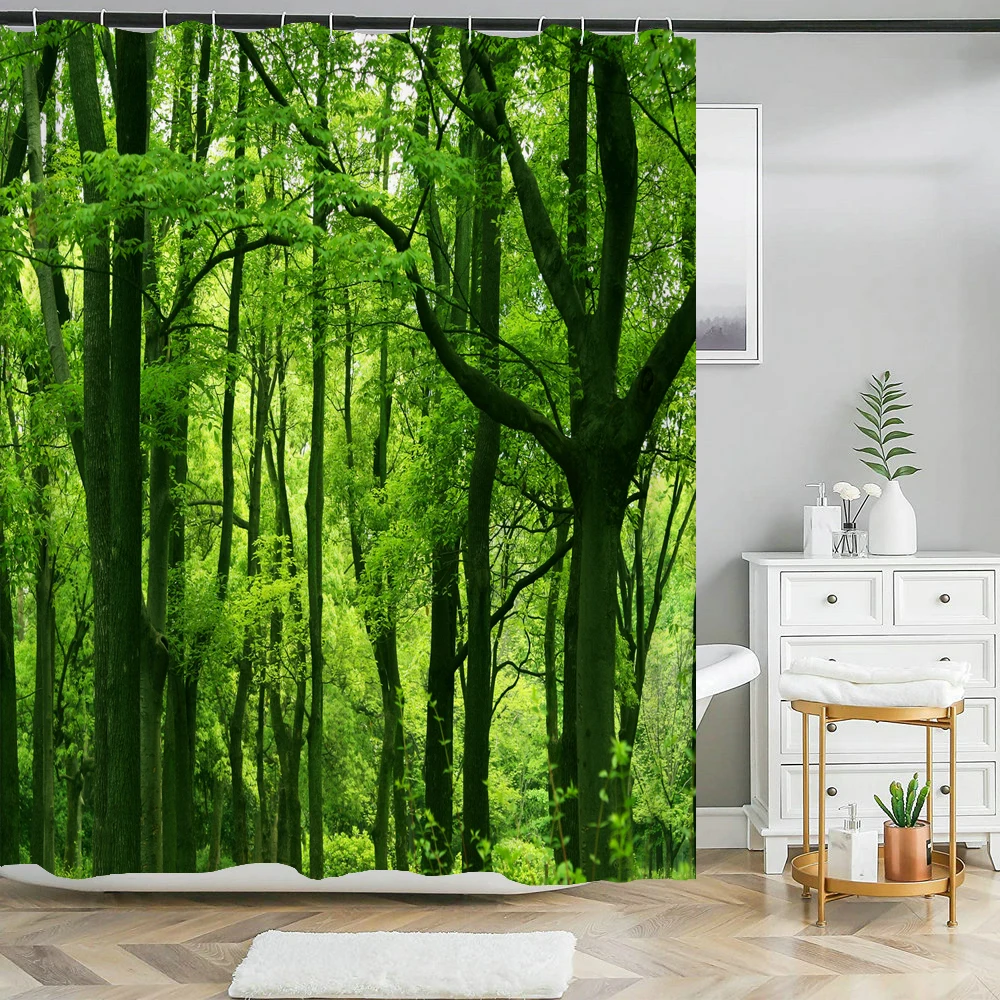 

3D natural Scenery Printing Shower Curtain Forest landscape Curtains in the bathroom Waterproof Polyester Bath Screen