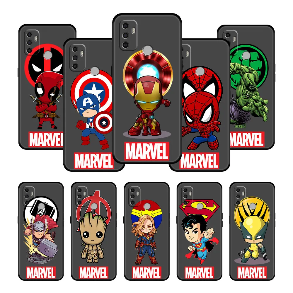 

Marvel Hero Captain America Black Bag Case Coque for Oppo A74 A16 A93 A53 A15 A9 A5 A92 A12e A52 A15s A5s A7 A53s A3s Celular