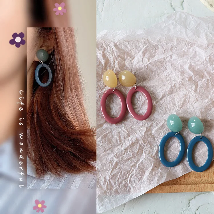 

2021 Новые Модные Цветные контрастные серьги ins Ретро стиль индивидуальные хипстерские сетчатые красные холодные ветры клипсы для ушей ювели...