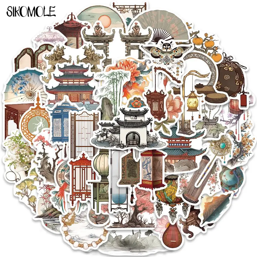 10/30/50 шт. декоративные наклейки в древнем китайском стиле