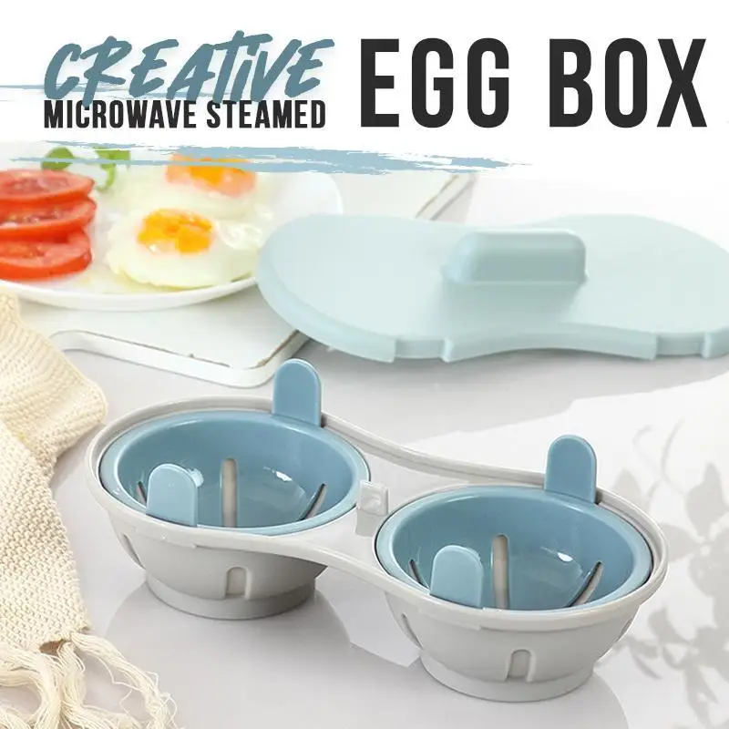 

Microwave Double Egg Poacher Maker Poached Eggs Cooker Steamer Kitchen Gadget Dishwasher Heat Resistant Microwave Egg Poacher