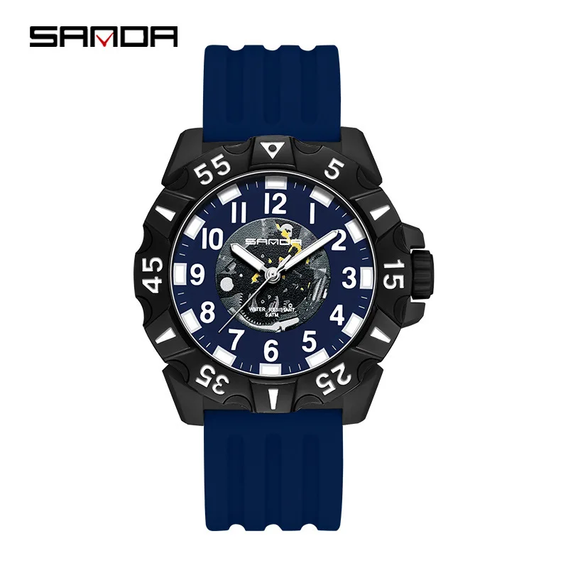 

Sanda Brand Fashion Personality Simple Quartz Wristwatches Silicone Strap 50Meters Waterproof Freeshipping Relogio Masculino