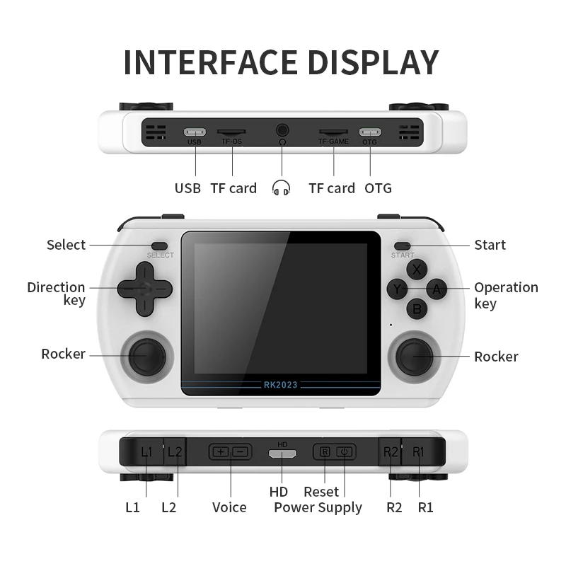 POWKIDDY RK2023 Retro Handheld Video Game Console 3.5 Inch 4:3 IPS Screen RK3566 Chip Dual Speaker Stereo Children's gift images - 6