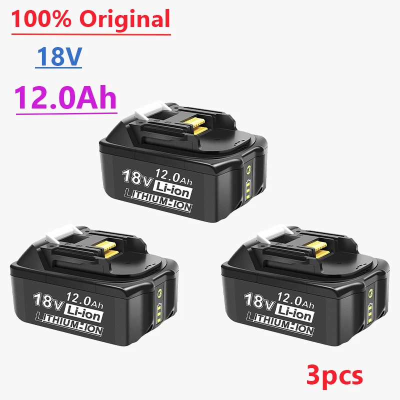 

18V12Ah Rechargeable Battery 12000mah Li-Ion Battery Replacement Power Battery for MAKITA BL1880 BL1860 BL1830 battery+4ACharger