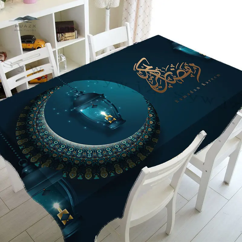 

Ramadan Tablecloth Kitchen Rectangle Table Cover Crescent Eid Home Desk Accessories Muslim Mosque Festival Party Tablecloth