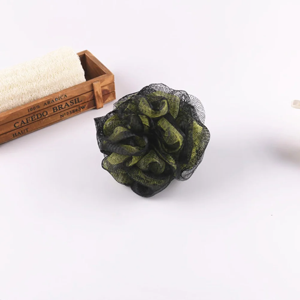 4 шт. большой шарик для душа ванны двухцветный сетчатый пуф из губки 50 г (черный