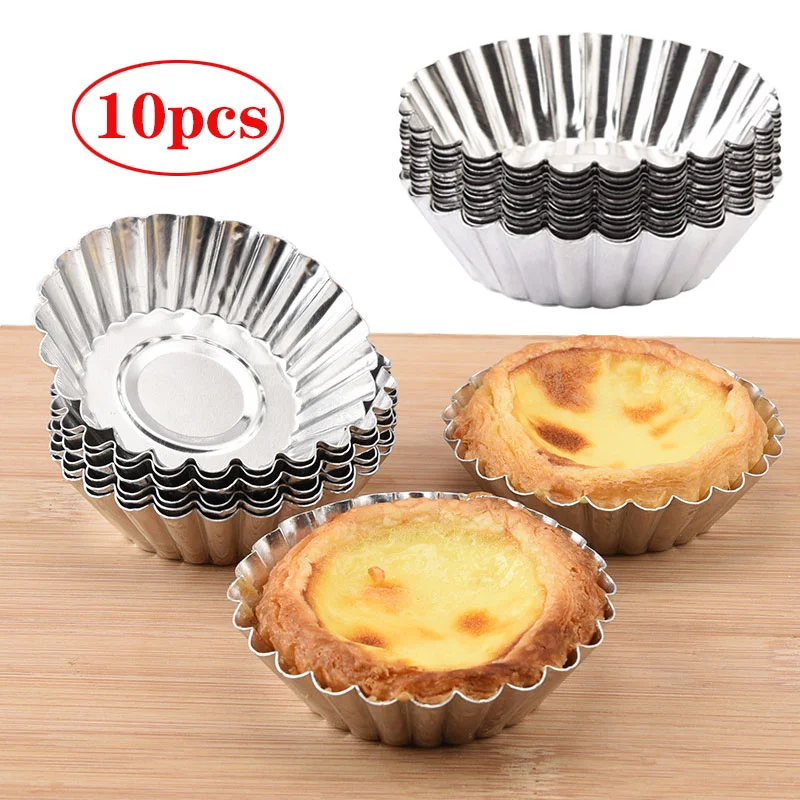 

5/10pcs Egg Tart Mold Nonstick Ripple Egg Tart Mould Flower Shape Reusable Cupcake Muffin Baking Cup Pans Kitchen Pastry Tool