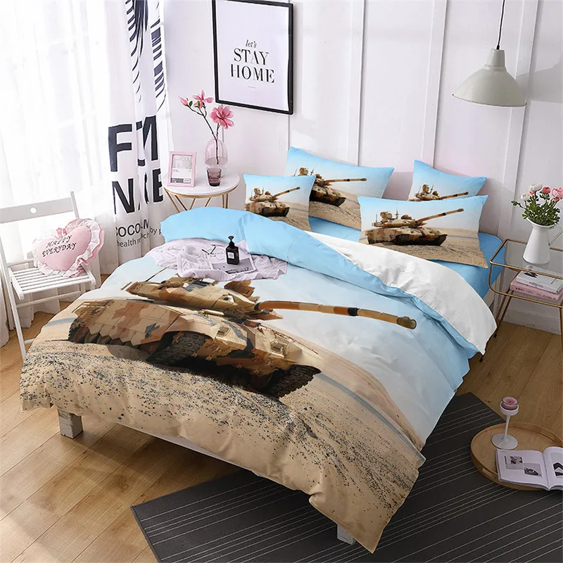 

Tank Duvet Cover King Queen Microfiber War Theme Bedding Set Soldier Dirt Bike Camouflage Army Acting Quilt Cover For Boy Teen