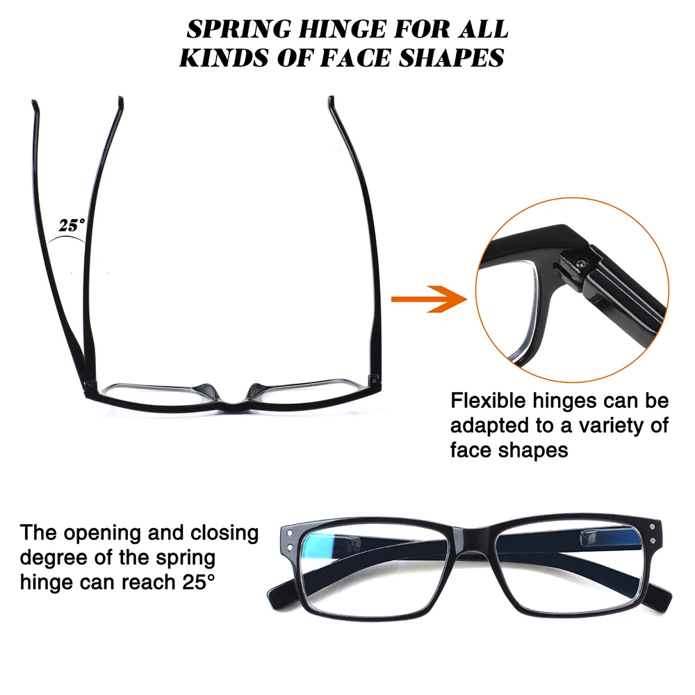 Прямоугольные очки для чтения женщин легкие высококачественные с защитой от