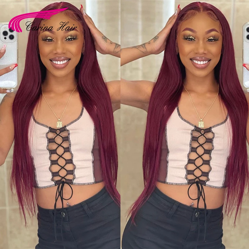 Акция распродажа 99J цветной прямой парик с кружевной частью 13x1 предварительно