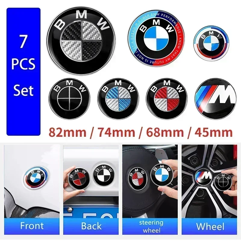 7 шт. эмблема на передний капот автомобиля логотип 50-летия 82 мм + задний значок 74