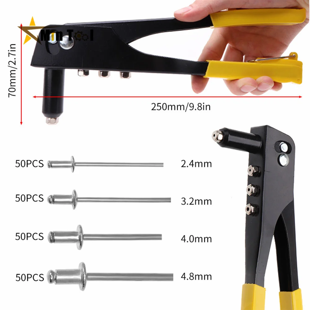 

Heavy Duty Riveter Set,Pop Rivet Gun and 150Pcs Blind Rivets Assortment Kit Rivet Nut Tool Hand Tools for Repair Tool