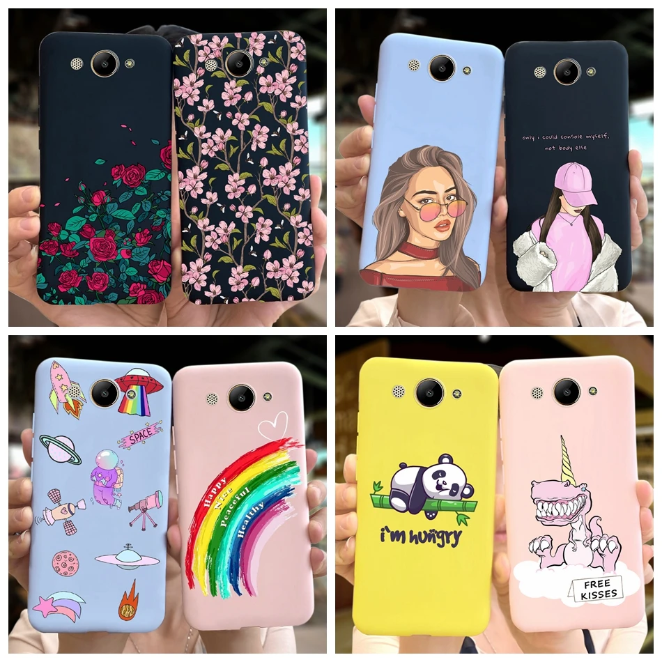 Чехол для телефона Huawei Y3 2017, милый окрашенный Мягкий силиконовый чехол для Huawei Y3 2018, искусственные Чехлы Y3, 3, 2017, искусственная кожа