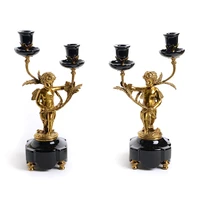 bronze candlestick holder of baby angel statue metal table decor