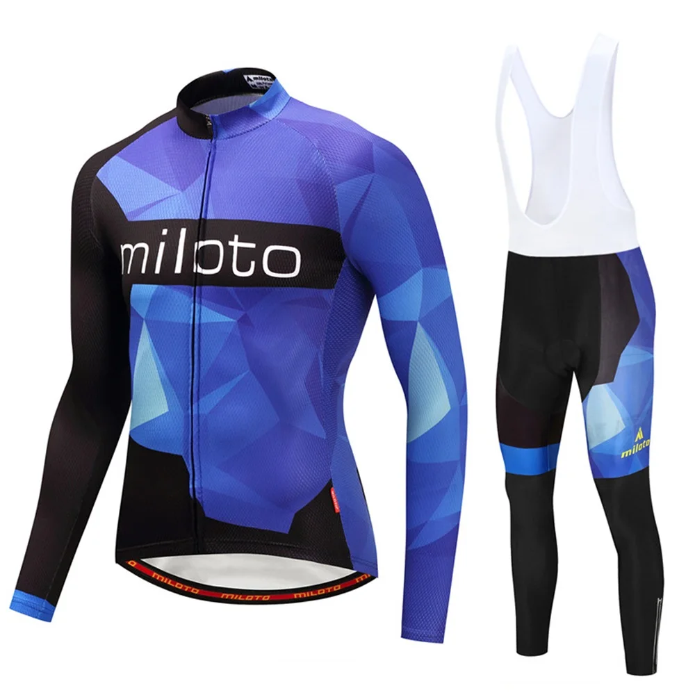 

New Miloto Mens Winter Fleece Bicycle Jersey Kits Road Long Sleeve MTB Race Cut Cycling Fleece Warm Jerseys Clothing Quick Dry