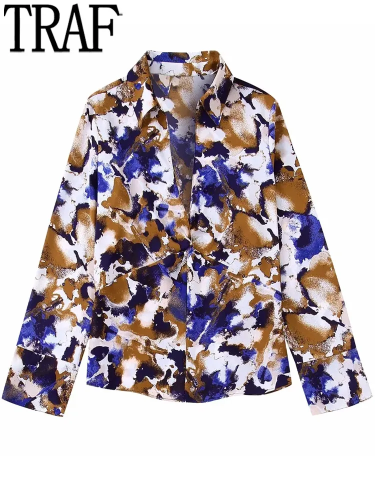 

Блузка Женская атласная с длинным рукавом и узелком, на осень