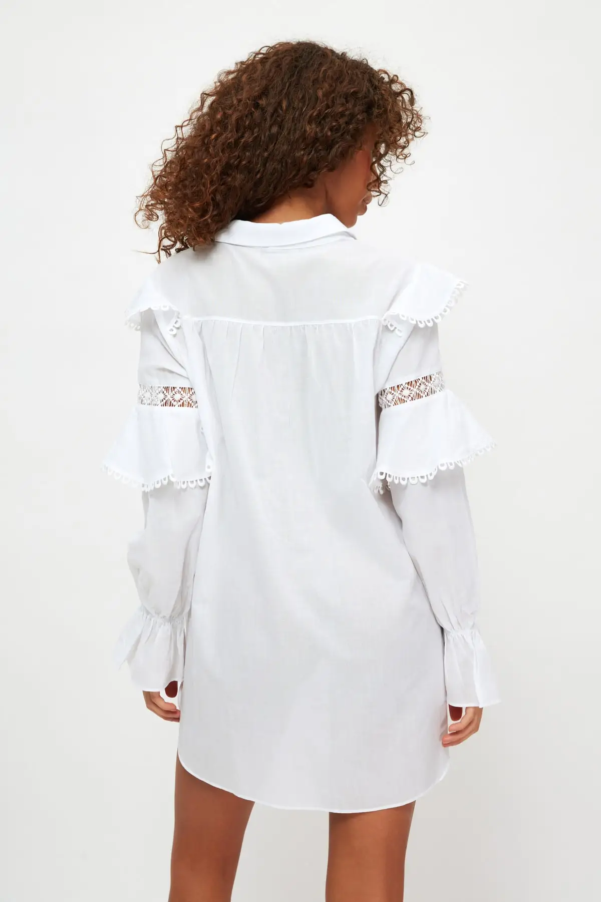 Рубашка из вуали с оборками и ручками TBESS20GO0154 | Женская одежда