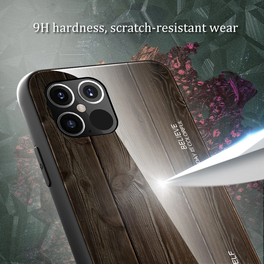

Wood Grain Phone Case For iPhone 11 12 14 13 Pro Max 12Mini SE Case Tempered Glass Case For iPhone XR XS MAX X 6s 7 8 plus Cover