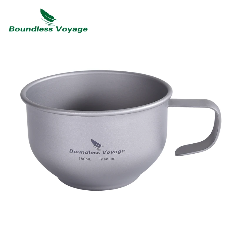 

180ml Titanium Coffee Cup Teacup with Handle Camping Picnic Water Wine Tea Mug Single-wall Drinkware кружка Boundless Voyage