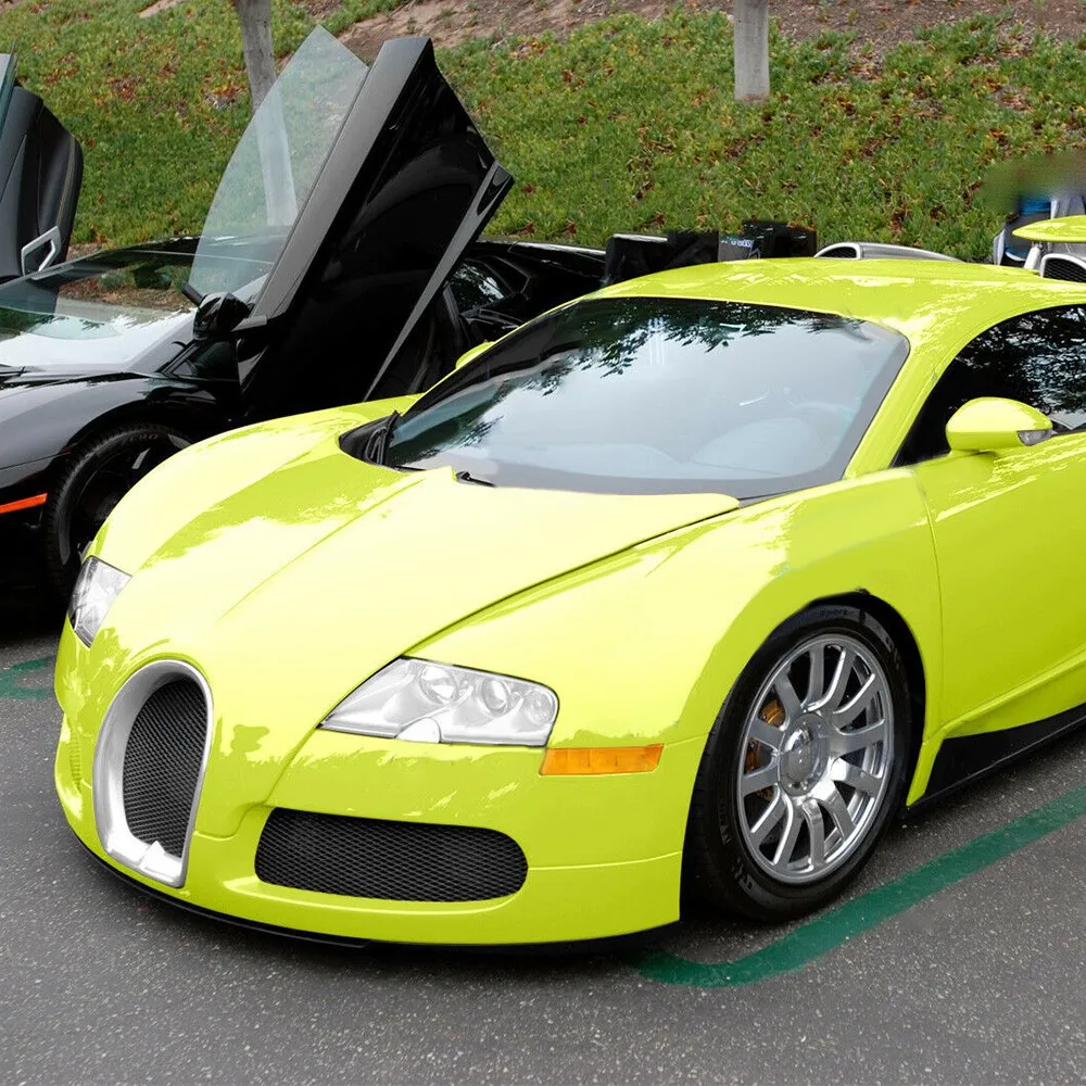 

30x152cm Glossy Neon Yellow Car Vinyl Foil Film Wrap Roll Sticker Decal Neon Yellow Brand New Exterior Accessories Car Stickers
