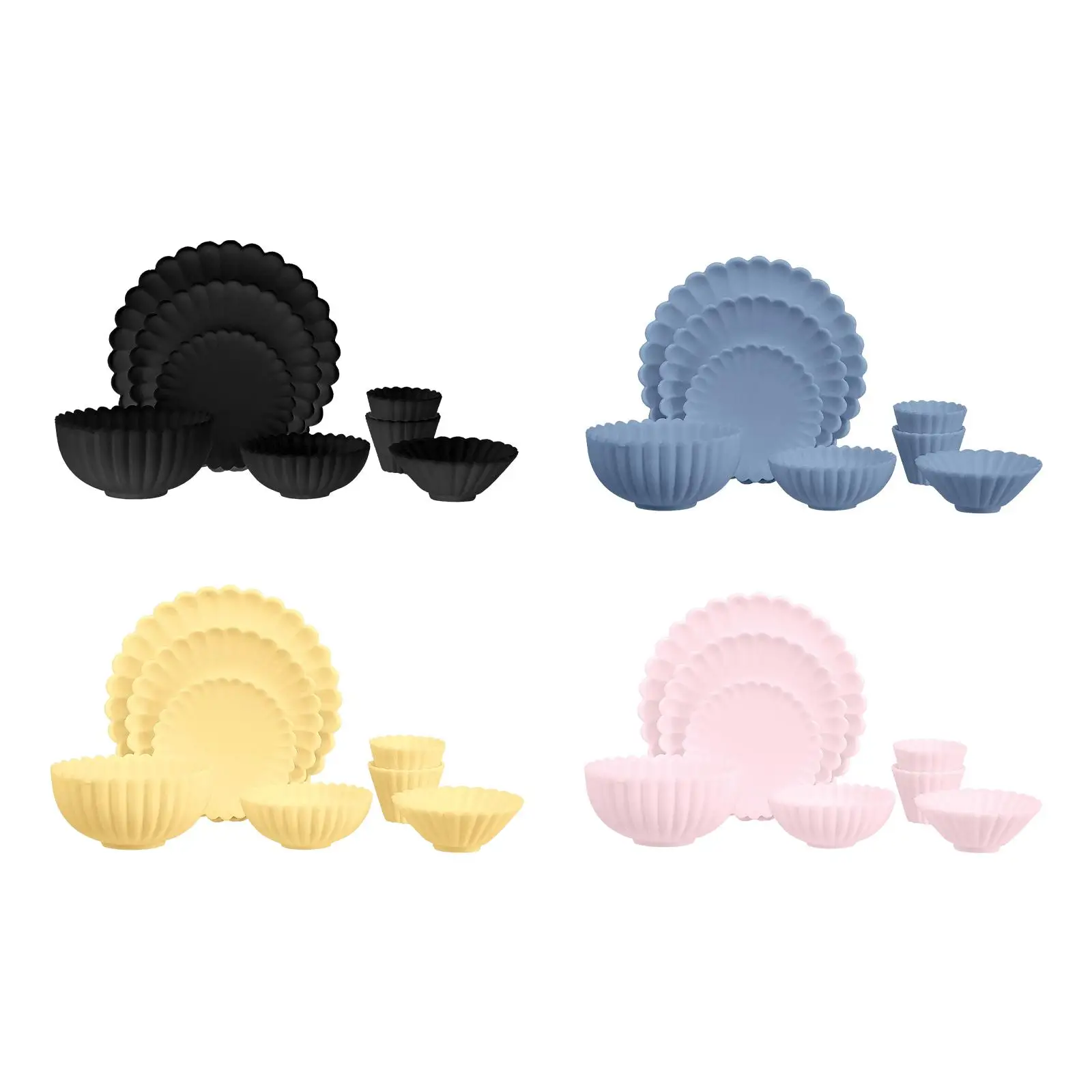 

Miniature Dollhouse Kitchen Accessories 1/6 Dish Bowl Cups Set Birthday Gift