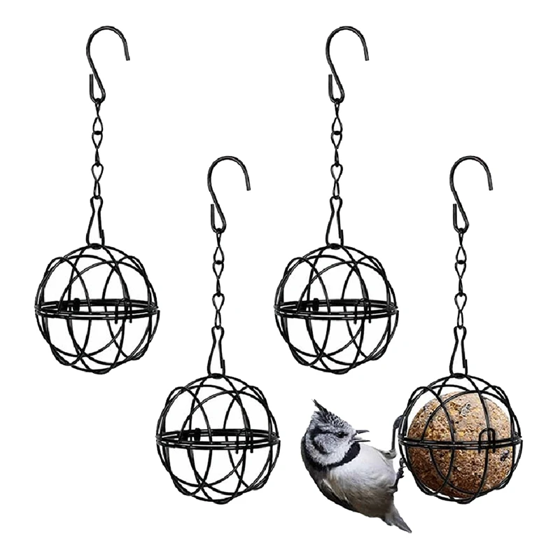 

Кормушки для птиц 4 шт., прочные металлические держатели для пищевых продуктов, для природы и домашних животных, легко заправляются