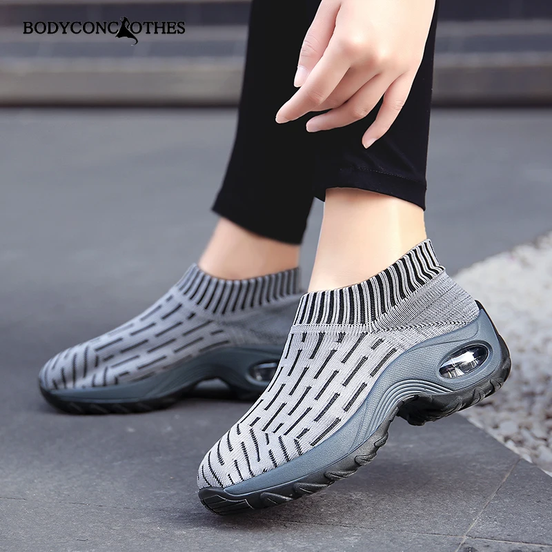 

Women Tennis Shoes Wedge Platform Warm Sock Sneakers Female Comfortable Breathable Outdoor Mesh Trainers Footwear Walking Shoes
