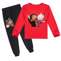 newest cartoon gabbys dollhouse clothes kids tracksuit baby boys long sleeve tops pants 2pcs set toddler girls boutique outfits