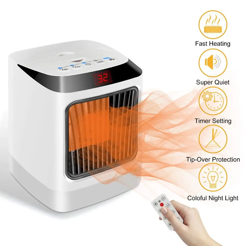 

1000W CE Certification Winter Fast Heating Portable Desktop Electric Fan Heater With Remote Control