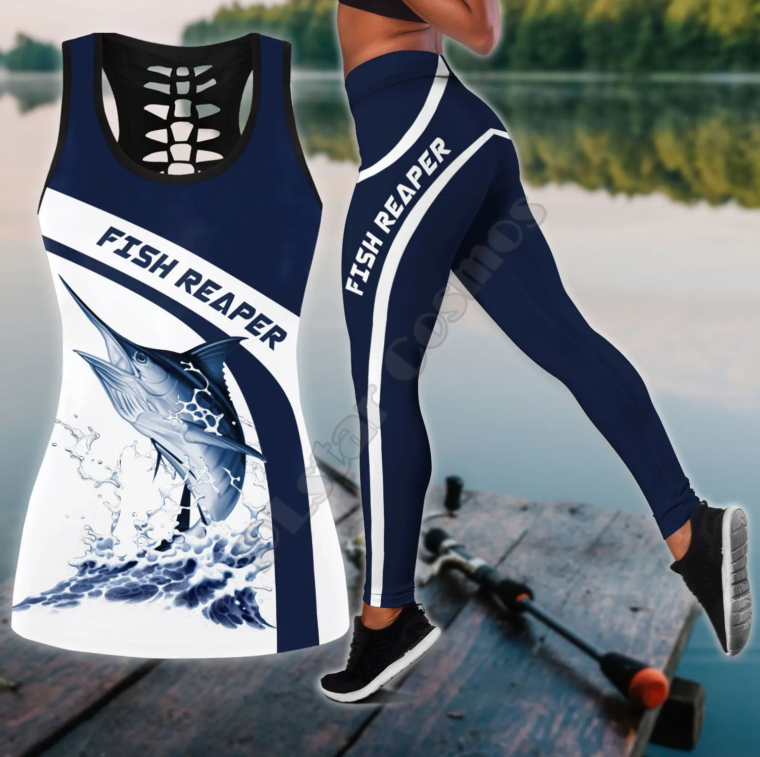 

Crappie Fishing On Skin Beautiful Camo 3D Printed Tank Top+Legging Combo Outfit Yoga Fitness Soft Legging Summer Women For Girl