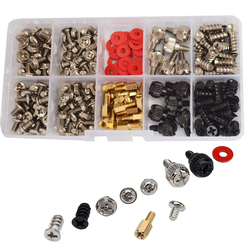 

227pcs Hard Disk DIY Motherboard PC Personal Computer Assemble Case Fan Hand Screw Bolt Standoff Washer Set Assortment Kit Box