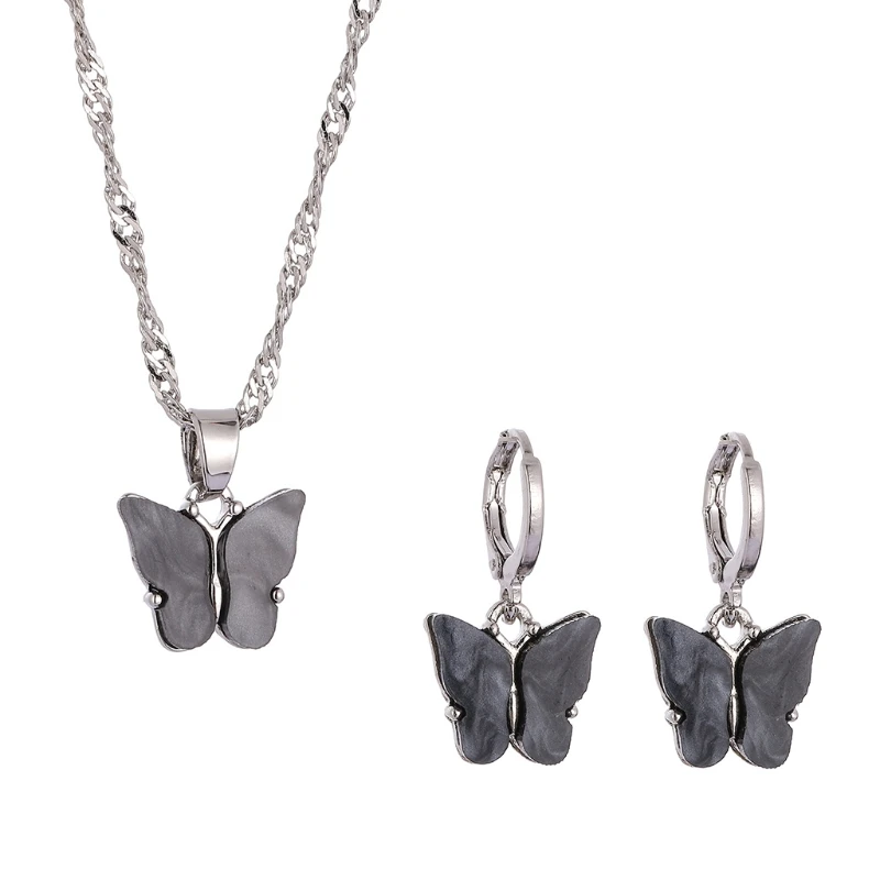 

Resin for butterfly Charm Necklace & Drop Earrings Set Nice Gift for Your Mother