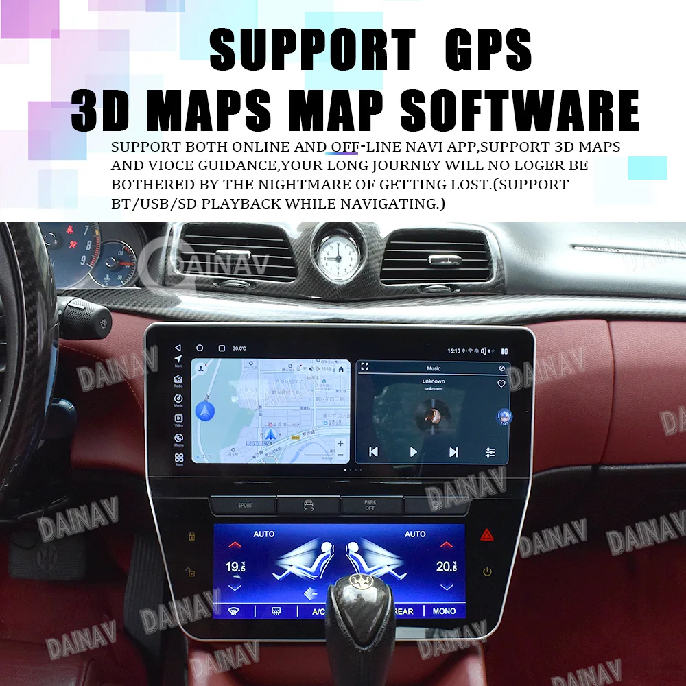 

Автомагнитола на Android 12 для Maserati grantour GT GC 2007-2019, автомобильный мультимедийный плеер на Android, GPS-навигация, головное устройство для Carplay