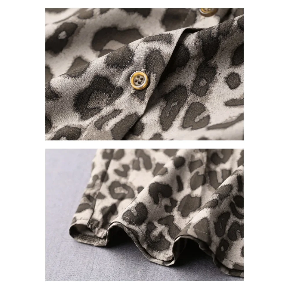 Женская Блузка С Леопардовым Принтом Повседневный Прямой Шифоновый Топ Легкая