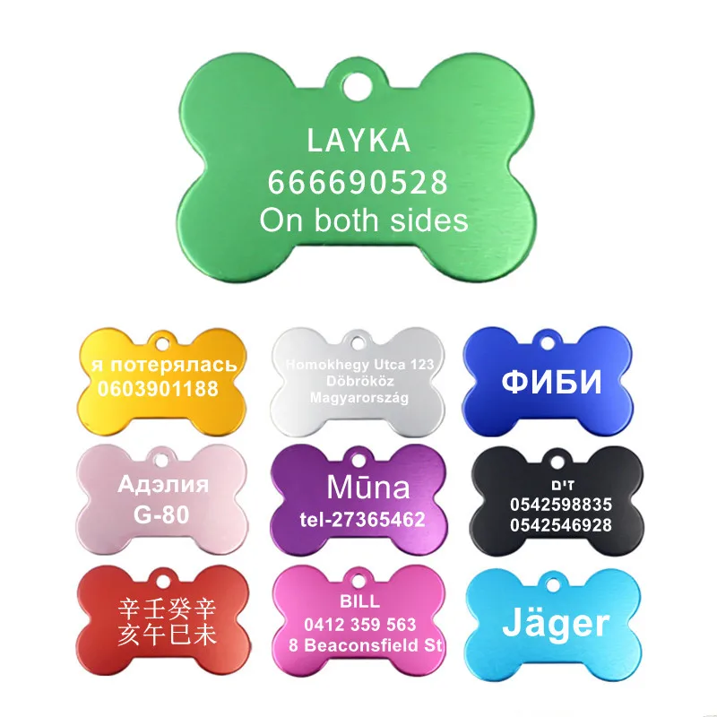 

2pcs Free Personalized Engraving Pet Cat Name Tags Customized Dog ID Tag Collar Anti-lost Nameplate Puppy Custom Pendant