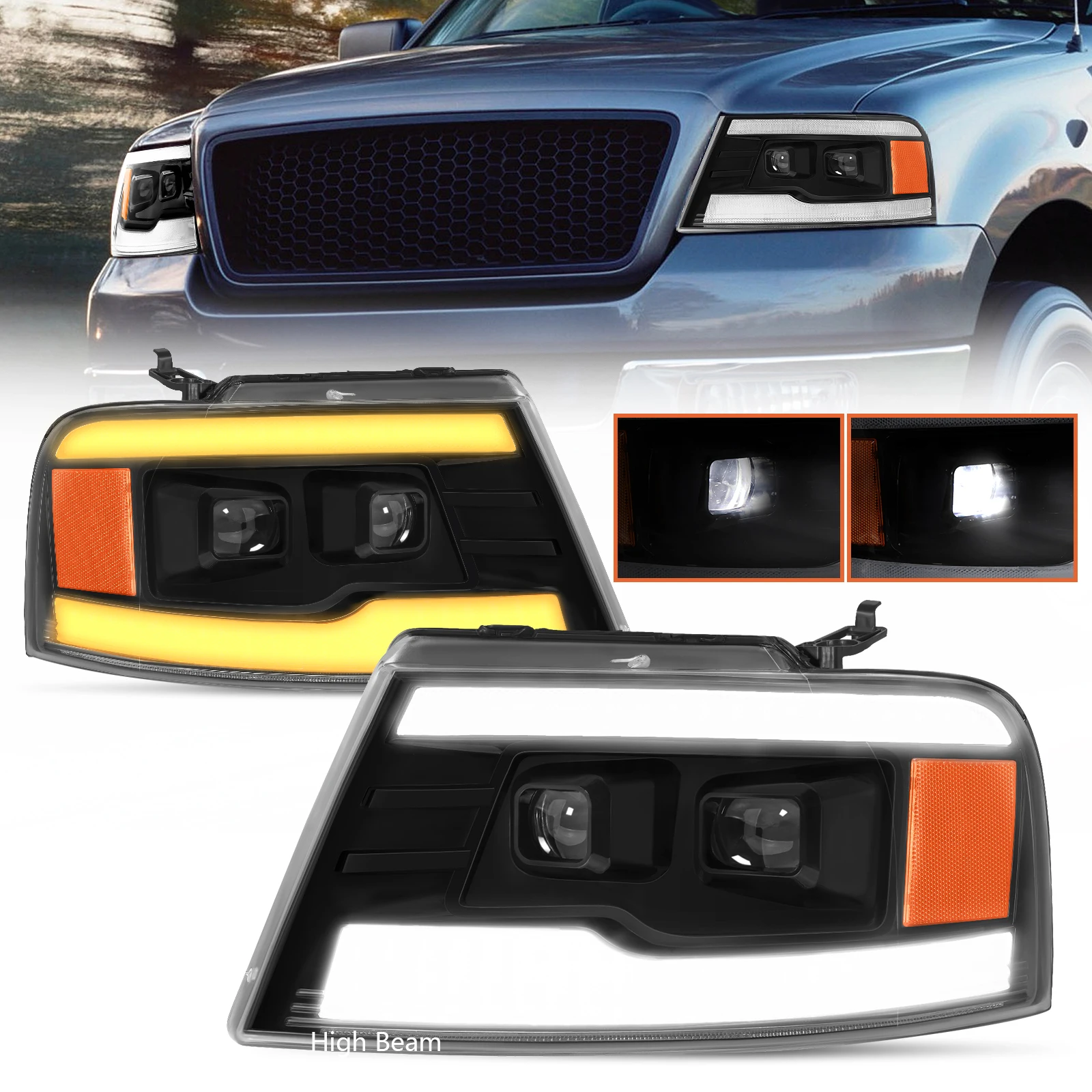 Фото Прямая продажа светодиодных фар 2004-2008 для Ford F150/2006-2008 Lincoln Mark LT системы автоматического освещения №2