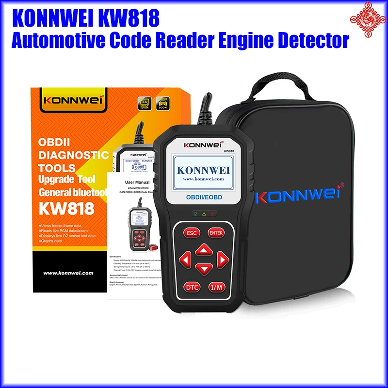 Автомобильный считыватель кодов KONNWEI KW818 OBD2 EOBD2, инструмент для диагностики автомобиля, поддержка бесплатного обновления, печать данных на ПК