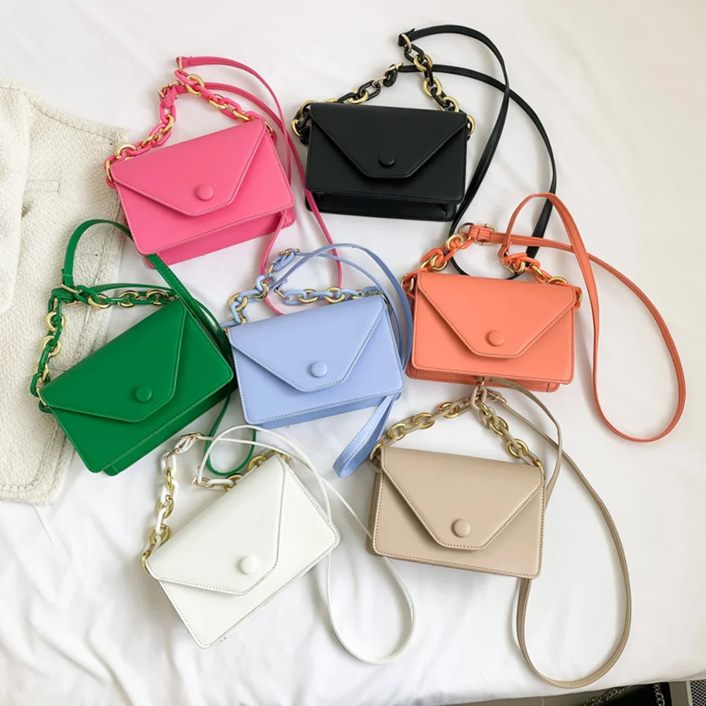 

Mini Candy Color Women Envelope Crossbody Bags Fashion Chain Satchel Bags Leather Purse Handbags Sewing Shoulder Bag
