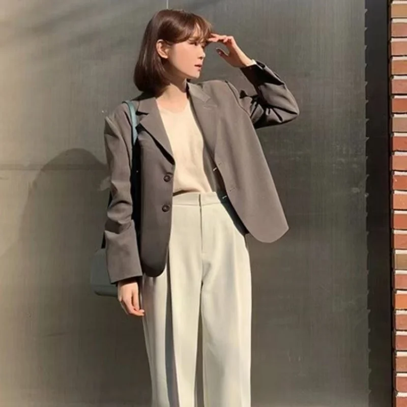 Blazers for Women 2023 Spring and Autumn Casual British Style Jacket for Women Solid Color Women Blazer