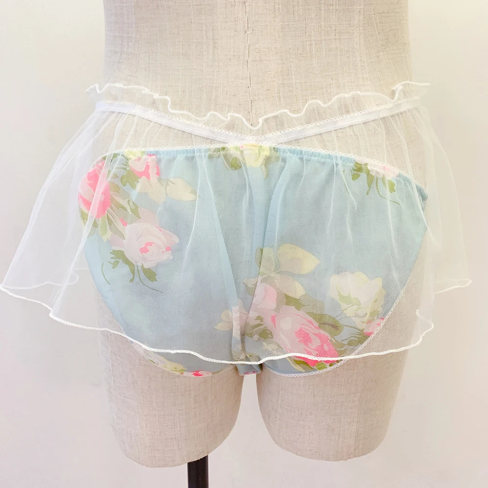 

Men Women Soft Underwear Mesh Sheer Sissy Gay Floral Pouch Panties Briefs Knickers Skirt Thongs Gay Underpants Erotic Lingerie