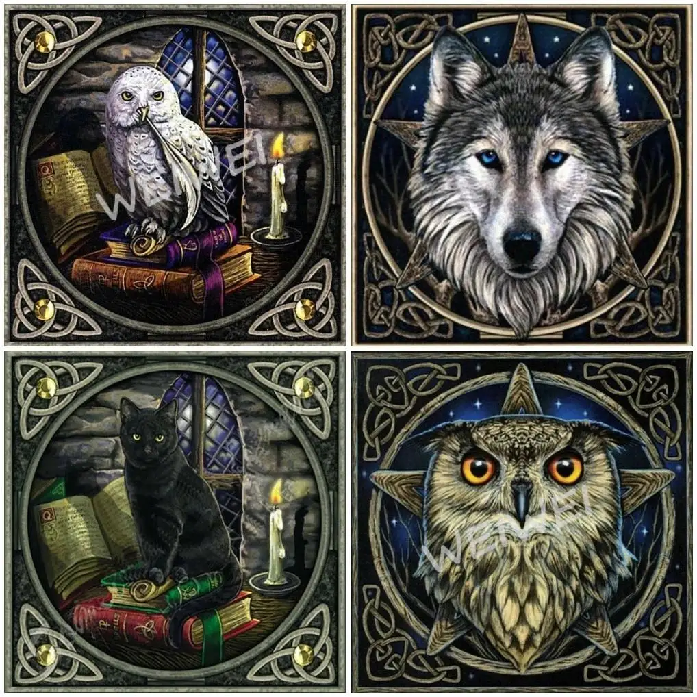 

5D Diy Diamond Embroidery Animal Cat Wolf Eagle Mosaic Pictures of Rhinestones Diamond Painting Cross Stitch Handmade Gift