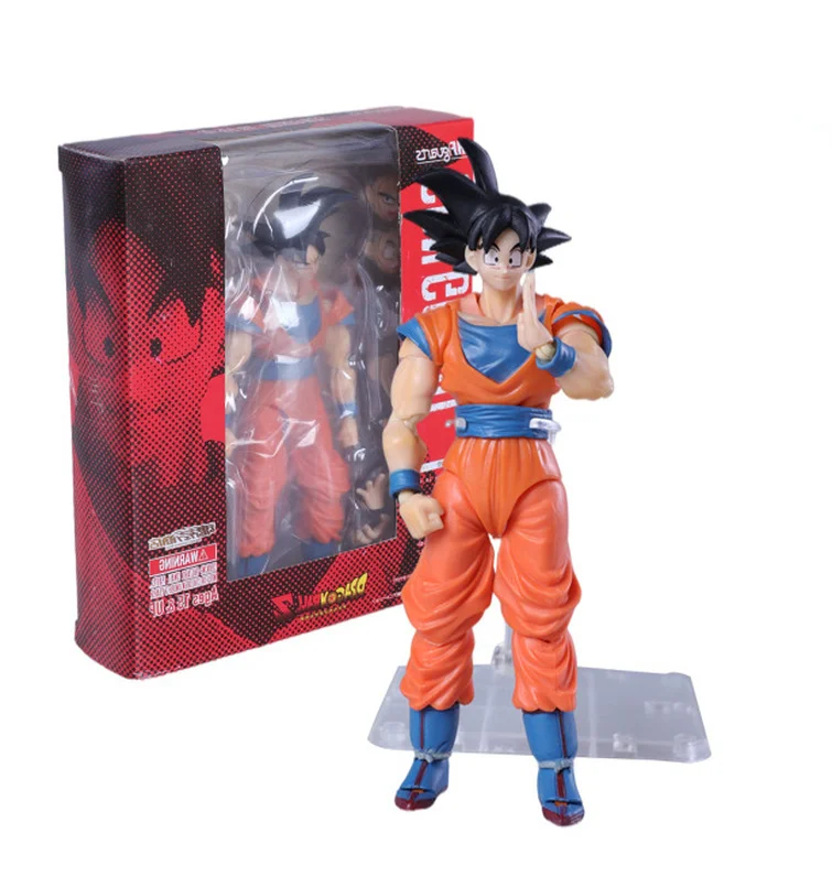 

15CM Dragon Ball Black Hair Kakarotto SHF Saiyan Action Figure Movable Resurrected Son Goku Collectible Model Doll Toys for Gift