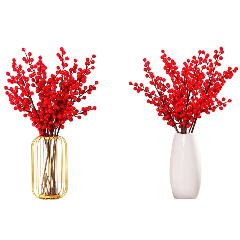 

HOT Home Decor Wrought Vase Decoration Living Room Decorations Red Berry Artificial Flower Arrangement