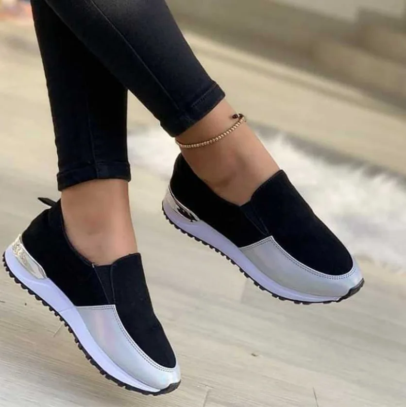 

Women Sneaker Autumn Fashion Slip on Flat Casual Shoes Leather Platform Sport Shoes Runing Ladies Vulcanized Shoes Zapatillas
